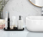 Luxspire Bathroom Vanity Tray, Oval Soap Dispenser Tray, 10" Kitchen Counter Trays, Handmade Resin Bathroom Tray for Counter, Toilet Tank Tray, Trinket Tray for Perfume Jewelry, Small, Matte Black