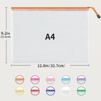 JARLINK A4 Letter Size 30 Pack 10 Colors Zipper Mesh Document Pouch, Mesh Bags for Board Games & Puzzles, Waterproof Document Zipper Pouches for Office School Supplies, Toys, Cosmetics Travel Storage