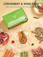 Syntus 11" x 75' and 8" x 75' Food Vacuum Seal Roll Keeper with Cutter Dispenser, Commercial Grade Vacuum Sealer Bag Rolls, BPA Free Food Vac Bags, Ideal for Storage, Meal Prep and Sous Vide