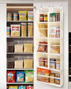 ULG Over the Door Organizer, 5-Tier Hanging Storage with Clear Windows, 19 Pockets for Closet, Pantry, Bathroom & Nursery Doors, Extra Large Storage Space with 4 Hooks, Easy to Install, Beige, 1-Pack