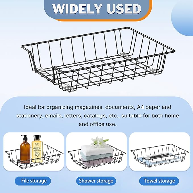 Letter Desk Tray Organizer, A4 File Tray Magazine Files Storage Basket Organizer Bin (6)