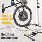 CyclingDeal Upright Bike Stand - Premium Quality Vertical & Horizontal Adjustable Bicycle Floor Parking Rack - for Storing MTB Road Bikes - up to 29” Wheel Size - for E Bike - 1 Bike