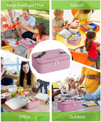 Small Lunch Box Insulated Lunch Bag for Women Men, Bento Kids Lunch Box, Compact Portable Thermal Meal Cooler Bags with Buckle Handle for Work & School, Pink 5L