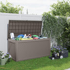 320 Gallon Resin Deck Box, Lockable Patio Outdoor Storage Box for Furniture, Garden Tools and Tools Storage, Waterproof Outside Storage Boxes - Grey