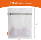 Polecasa 3Pcs 12 x 16 Inches Extra Durable Fine Mesh Laundry Bags with Sturdy Zipper for Delicates (3 Medium)