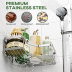 MAXIFFE 3 Pack X-Large Corner Shower Caddy with Soap Holder, Large Capacity Easy Install No Drilling Stainless Steel Sturdy Hold 40 LB Shower Organizer Shelves Rack for Family Renters Bathroom, Silver