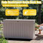280 Gallon Large Deck Box,Resin Outdoor Storage Box with Lockable for Patio Furniture, Pool Accessories, Garden Tools Waterproof Outside Storage Box, Grey
