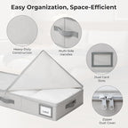 GRANNY SAYS 6.5-Inch Foldable Underbed Storage Box with Lid, Sturdy Frabic Organizer with Reinforced Bottom for Clothes, Shoes, Low-Profile Underbed Container for Bedroom, Closet,2 Pack, Grey