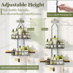 Shower Caddy Hanging: Adjustable Height Organizer for Over Showerhead - Rustproof Shower Shelves with Hooks & 2 Soap Holders