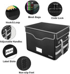 DocSafe Fireproof Document Box with Lock,File Storage Organizer with Pockets,Collapsible Portable File Box Home Office Safe Filing Cabinet with Handle for Hanging Letter/Legal Folders,Black,2 Pack