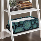Storage Baskets for Organizing Toilet Paper Storage Bin Rectangular Multi-purpose Fabric Organizer for Living Room Bedroom Office Laundry Decor, Boho Flower Dark Teal