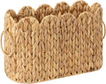 StorageWorks Scalloped Bathroom Toilet Paper Storage Holder, Wicker Toilet Paper Basket for 6 Regular Rolls, Slim Scalloped Basket Organizer with Handles, Water Hyacinth Storage Baskets for Bathroom