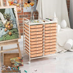GOFLAME 20-Drawer Rolling Storage Cart, Multifunctional Art Craft Organizer Cart, Mobile Utility Storage Cart with Removable Drawers & Lockable Wheels, Craft Cart for Home Office, Peach Fuzz