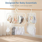 18-Clip Multi-Layer Clothes Drying Rack, BPA-Free ABS Laundry Hanger for Baby Clothes, Socks & Underwear, Heavy Duty Non-Foldable Hanger for Apartment, Nursery & Small Spaces (Off-White)