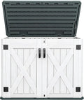 DWVO Outdoor Storage Shed, Weatherproof Resin, 35 Cu Ft Capacity, Horizontal Design, X-Shaped Lockable Door, Suitable for Bike, Garden Tools, Trash Cans, Light Gray