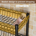 3-Tier Over-The-Toilet Storage Shelf,Heavy-Duty Adjustable Bathroom Rack with 2 Mesh Baskets,Toilet Paper Holder & Hooks,Space-Saving Organizer for Bathroom,10”D x 24”W x 66”H,Black