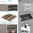 WOPITUES Storage Drawer Cart, Mobile Storage Cabinet, Makeup Storage with 10 Large Clear Drawers, Utility Wooden Rolling Cart on Wheels, for Cosmetic, Art Craft, Office Supplies, Toy, Grey