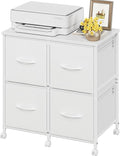 4 Drawer Lateral File Cabinet, Mobile Filing Cabinet for Large Printer, Home Office Functional Small Office Storage Cabinet & Printer Stand, Fits Letter/A4, White