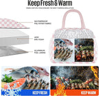 Lunch Bag Women/Men Lunch Box Women/Men (Pink+White Checkerboard)