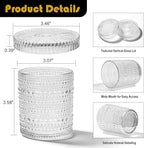 Bathroom Organizers and Storage, 4 pack Glass Qtip Holder, Bathroom Accessories, Vanity Organizer for Cotton Rounds, Balls & Floss Picks, Qtips, Vanity & Makeup Bathroom Canisters with Lids (Clear)