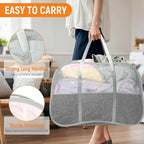 Collapsible Laundry Baskets, 95L Laundry Hamper, Foldable Clothes Hamper with Shoulder Strap for Bedroom, Dorm, Apartment - Durable Tear-Resistant Storage Basket for Laundry, Kids Room (2 Pack, Grey)