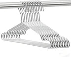 Seropy Coat Hangers Clothes 10 Pack Wire Hangers Heavy Duty Stainless Steel Hangers with Non Slip Grooves, 16.5 Inch Ultra Thin Metal Hangers Space Saving Clothing Hanger