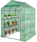 57 x 57 x 74'' Greenhouses for Outdoors, Durable Green House Kit with Window, Thicken PE Cover, 3 Tiers 8 Shelves, Heavy Duty Walk in Green Houses for Indoor Backyard Outside