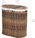 Seville Classics Premium Handwoven Portable Laundry Bin Basket with Carrying Handles, Household Storage for Clothes, Linens, Sheets, Mocha Brown, Oval Hamper