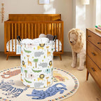 LANGYASHAN Laundry Basket Canvas Fabric Collapsible Organizer Basket for Storage Bin Toy Bins Gift Baskets Bedroom Clothes Children Nursery Hamper (Animal)