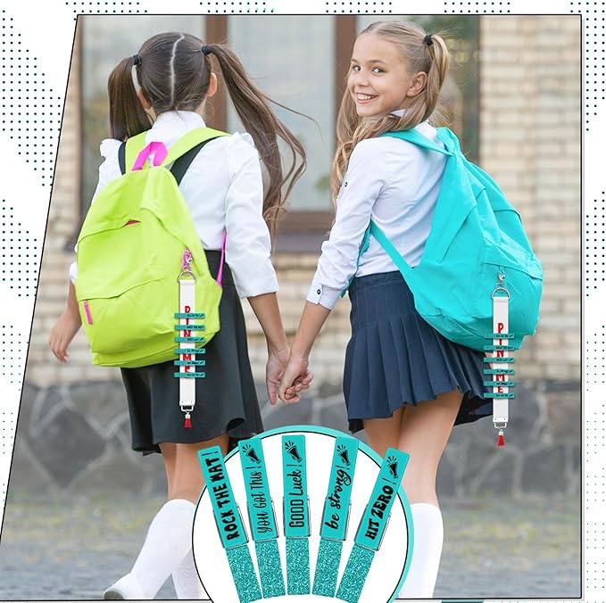 Kigeli 30 Pcs Spirit Clips Cheer Pins Cheerleader Gifts Clothes Pins for Backpacks Competition Glittered for Team Cheer Gifts Stuff Supplies Party Favors Accessories Bulk(Cyan,Shiny)