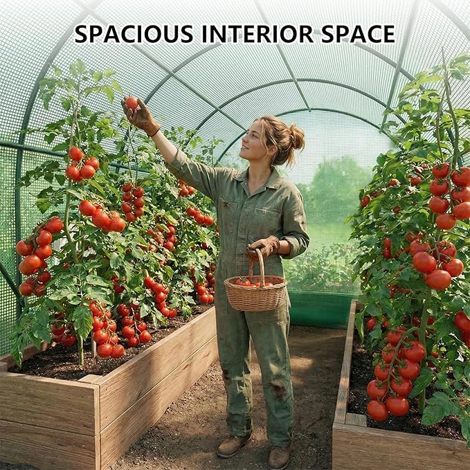 10×7×7 FT Greenhouses for Outdoors Heavy Duty, Large Walk in Green Houses for Outside with 6 Ventilated Mesh Windows & Roll-up Door & Reinforced Frame