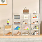 Magnetic Acrylic Clear Shoe Boxes – 360° Transparent Stackable Sneaker Storage & Organizer Box, Professional Shoe Display Case & Multipurpose Storage Bin for Closet (10pcs)