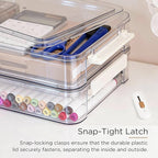 Citylife 2 PCS 6 Qt Plastic Storage Bins with Lids and Latches, Portable Stackable Storage Bins, Clear Plastic File Box for Organizing A4 Paper, Letters, Documents, Art Supplies, and Crafts