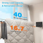 Retractable Outdoor Clothes Line,Heavy Duty Clothes Drying Laundry Line Wall Mounted Stainless Steel Line-16.7 Feets-Black