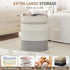 Laundry Basket with Handles - Blanket Basket & Hampers for Bedroom Aesthetic, Laundry Hamper & Blanket Storage for Living Room, Clothes Hamper, Tall, Large 17" x 14" x 22”, Grey