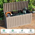 75 Gallon Outdoor Deck Box,Waterproof Resin Outdoor Storage Boxes, Outside Storage Lockable Container for Garden Tools,Indooor Cushions,Accessories (Grey)