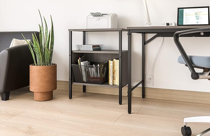 Safco Onyx Letter-Size Desktop Tub File, Collapsible For Compact Storage, Integrated Handles, Steel Mesh, Black