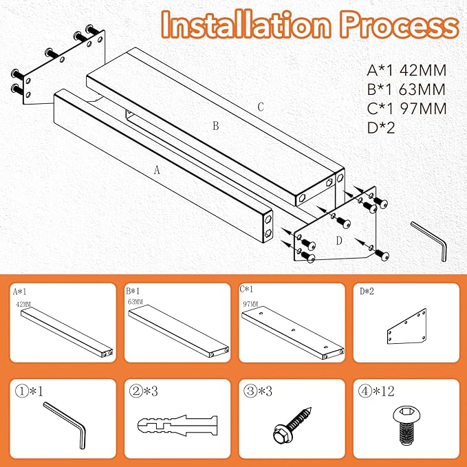 4Pcs Wall Mount Tool Organizer Set,Include Screwdriver Organizer,9mm-24mm Wrench Holder,Pliers Holder,Hammer Rack,Galvanized Steel Hand Tool Storage for Workshop,Shed,Garage,Home