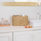 efluky Toilet Paper Storage Basket, Water Hyacinth Slim Toilet Paper Holder- Holds Up to 9 Mega Rolls, Home Bathroom Decor Organizer