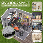 8 x 10 FT Plastic Tool Shed, All-Weather Resin Outdoor Storage Shed with Floor, Lockable Doors & Windows, Plastic Garden Shed for Poolside, Backyard, Patio
