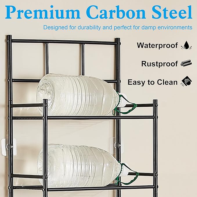 Hoomtaook 3-Tier Over The Toilet Storage Rack - Metal Over Toilet Bathroom Organizer Shelf, Freestanding Over Toilet Bathroom Organizer for Bathroom, Laundry, Black