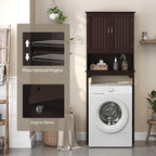 Topeakmart Over The Toilet Storage Cabinet Bathroom Organizer with Adjustable Shelf & Double Doors for Toilet, Home Space-Saving Furniture, L24.5xW9xH66 Inches, Espresso