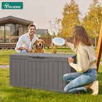 YITAHOME 80 Gallon Resin Deck Box, Outdoor Lockable Storage Box for Patio Furniture, Waterproof Patio Deck Box for Cushions, Pool Supplies, Sports Equipment and Garden Tools, Taupe