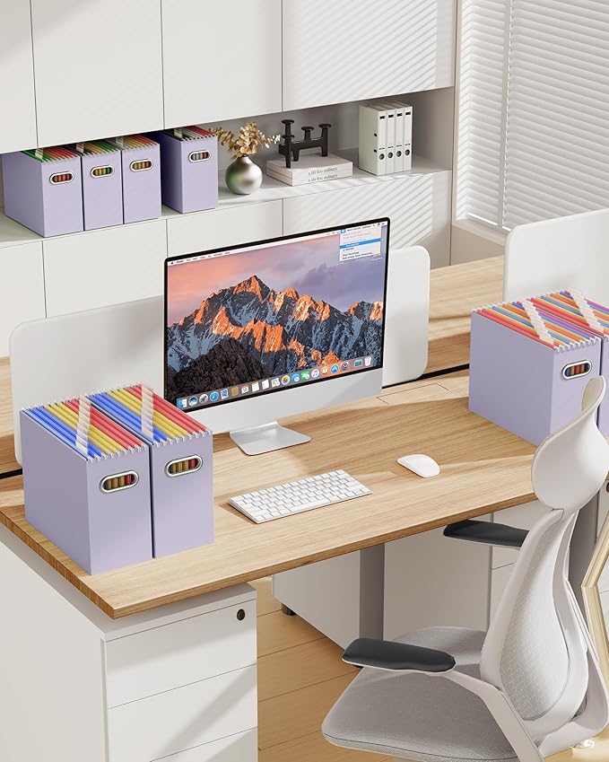 Oterri Cardboard File Organizer Box for Hanging File Folders Letter Size,File Box for Computer Desk,File Cabinet,Working Home,Office,Classroom (Colorful, Letter Size - 8 Packs)