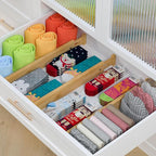Ruichang Bamboo Kitchen Drawer Divider 4 Pack,17-22" Adjustable Dresser Drawer Organizer for Bathroom,Bedroom,Natural,2.4 inch High