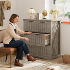SEDETA File Cabinet for Home Office, Farmhouse 3 Drawer Filing Cabinet, Wood Office File Cabinets for Letter/Legal/A4 Size, Lateral File Cabinets with Printer Stand, Grey