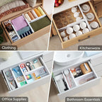 Lifewit 9 Pack Drawer Dividers 4" High, 11-17" Adjustable Drawer Organizers for Clothes, Expandable Dresser Separators in Bedroom/Bathroom/Kitchen/Fridge/Office Organization and Storage, White