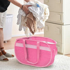 Collapsible Laundry Baskets, Foldable Tear Proof Pop Up Hamper with Reinforced Carry Handles, Durable Laundry Hamper for Home, Laundry, Bathroom, Dorm or Travel (Pink)