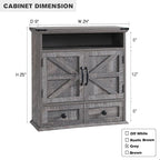 ACCOHOHO Bathroom Wall Cabinet, Farmhouse Medicine Cabinet, 24" Wide Cabinet with Drawer, Adjustable Shelf, Double Barn Doors, Storage Cabinet for Bathroom, Kitchen, Living Room, Grey Wash