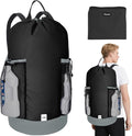 BALEINE 2PK 120L Laundry Bag Backpack, 900D Oxford Fabric Large Travel Laundry Bags with Shoulder Straps and 2 Mesh Pockets for College Dorm, Apartment, Laundromat (Black, 120L)